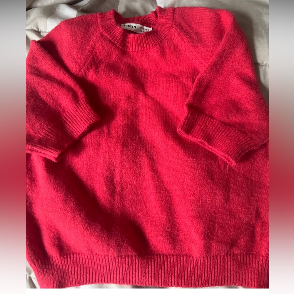 GIRLS RED SHEIN 3/4 SLEEVE SWEATER